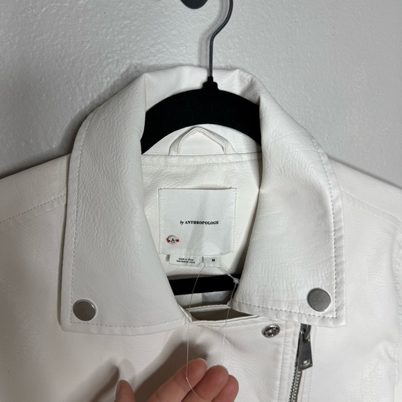 NWOT Anthropologie The Saige Faux-Leather Moto Jacket in Ivory - Picture 8 of 15